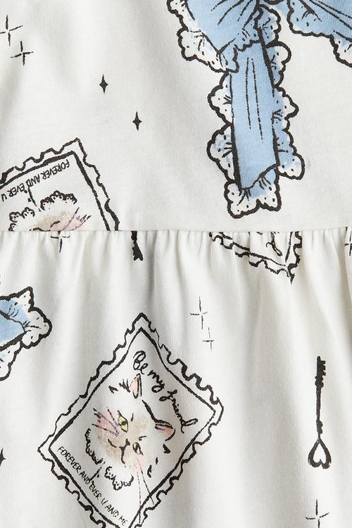Patterned jersey dress - white bows