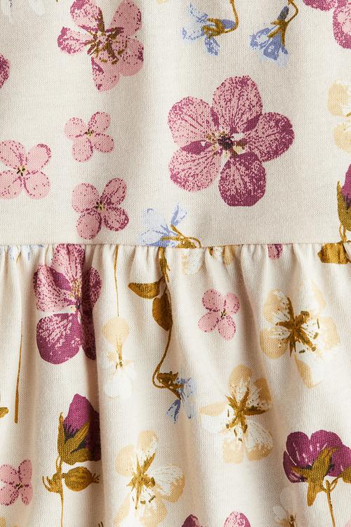 Patterned jersey dress - light beige floral 