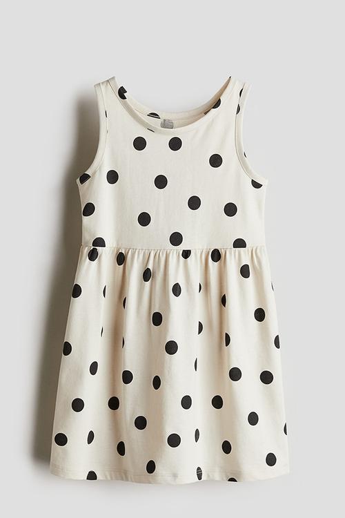 Patterned jersey dress - light beige spotted 