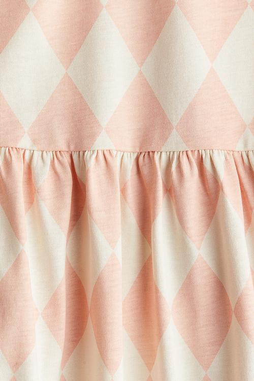 Patterned cotton jersey dress - peach harlequin-patterned