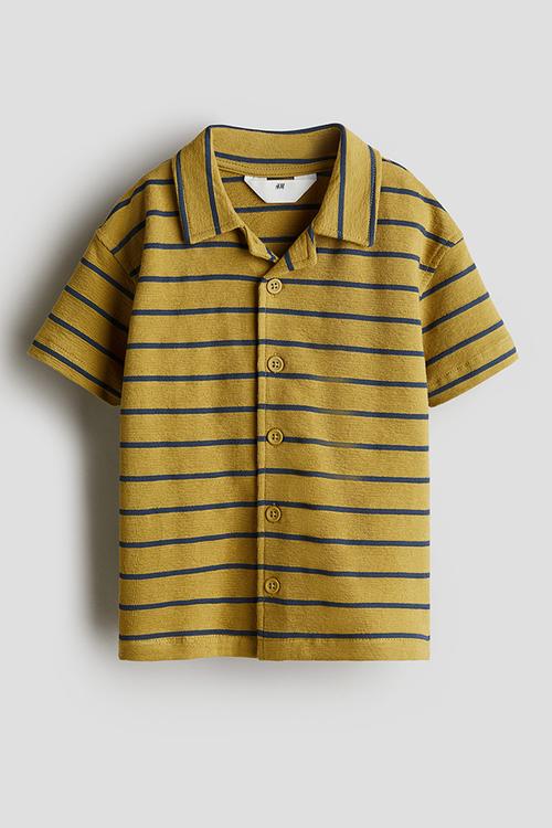 Sweatshirt resort shirt - dark yellow striped