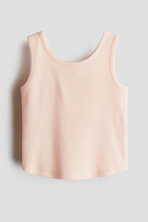 Ribbed jersey vest top - peach