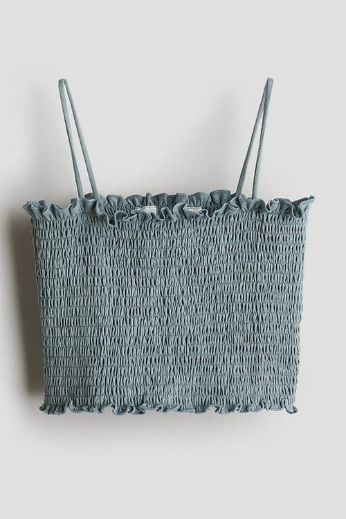 Smocked crop top - dark turquoise
