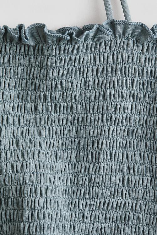 Smocked crop top - dark turquoise