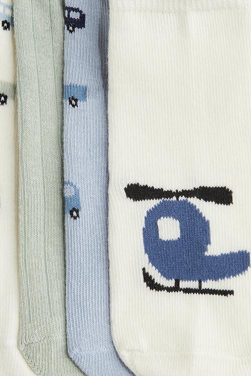 4-pack socks - green,white,blue,multi