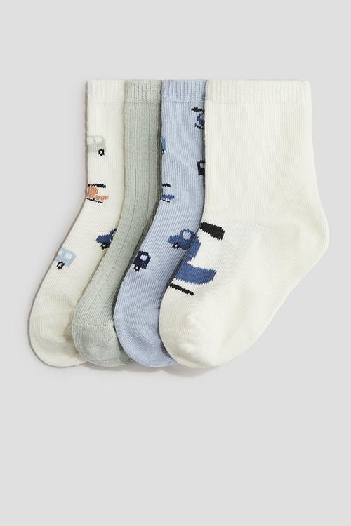 4-pack socks - green,white,blue,multi