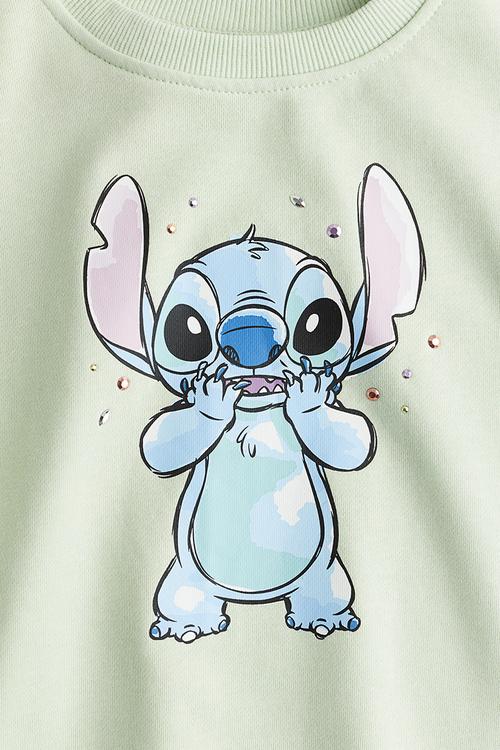 Printed sweatshirt dress - mint green lilo & stitch 