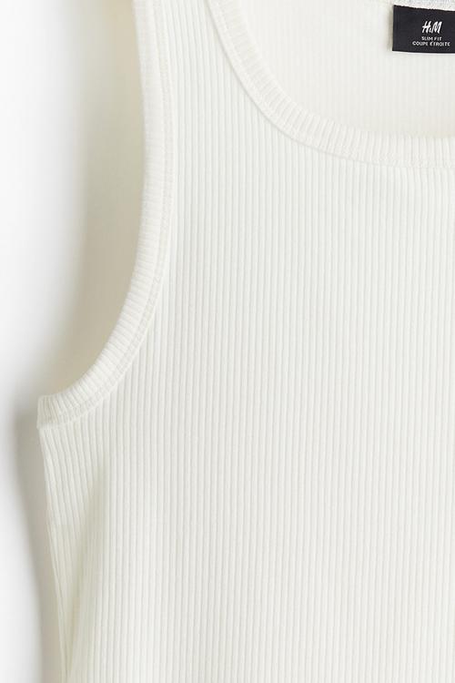 Slim fit ribbed vest top - white