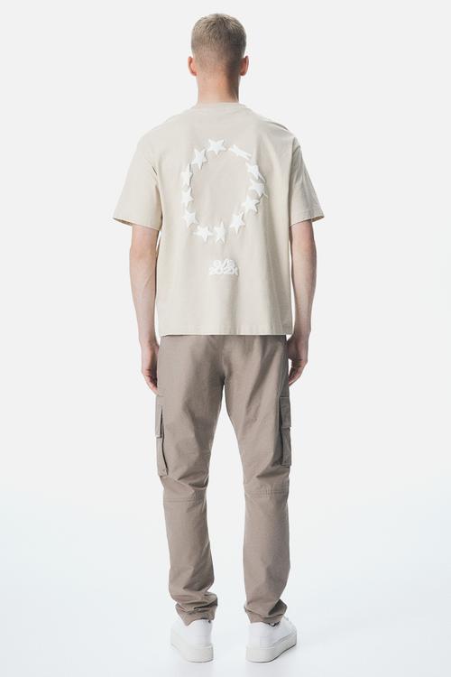 Loose fit printed t-shirt - beige stars