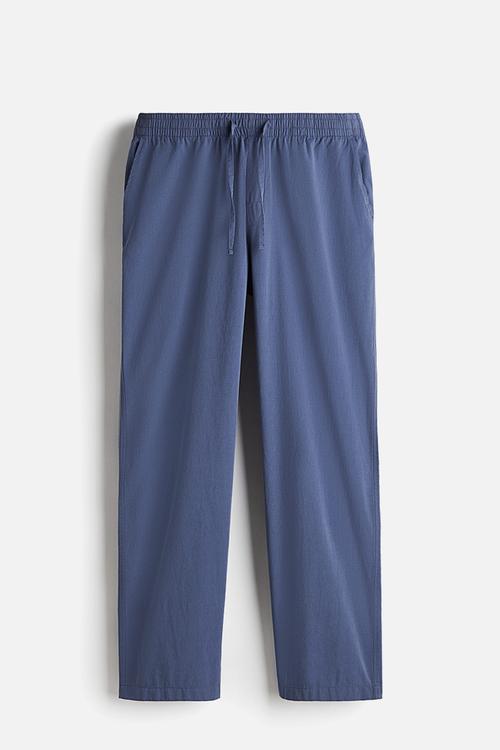 Relaxed fit poplin trousers - dark blue
