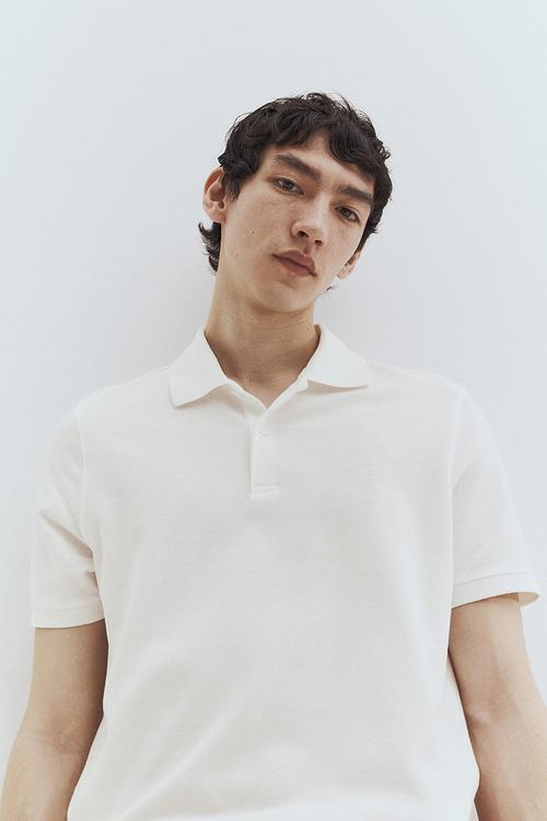 Regular fit piqué polo shirt - white