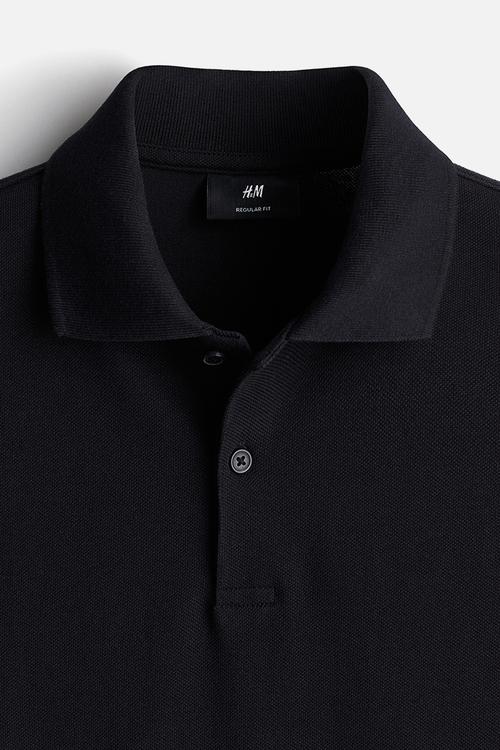 Regular fit piqué polo shirt - navy blue