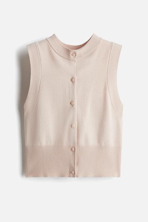 Button-front sweater vest - light dusty pink