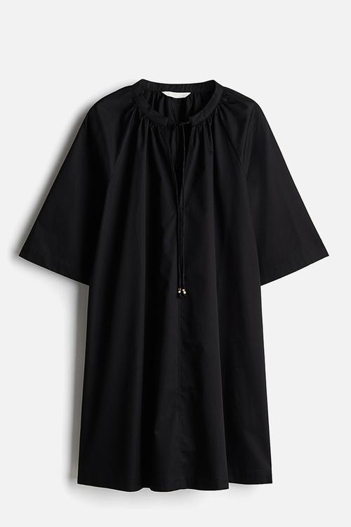A-line cotton dress - black