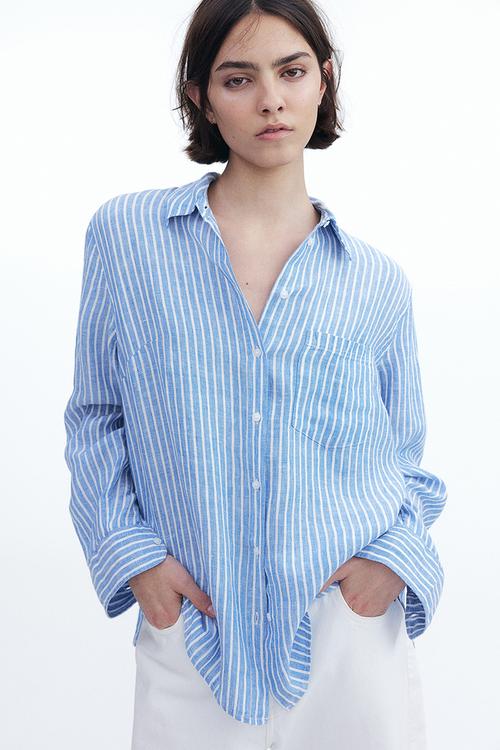 Linen shirt - blue striped