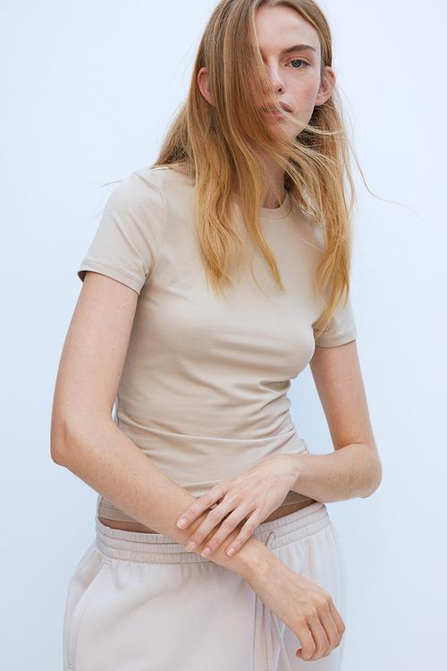 Fitted t-shirt - beige