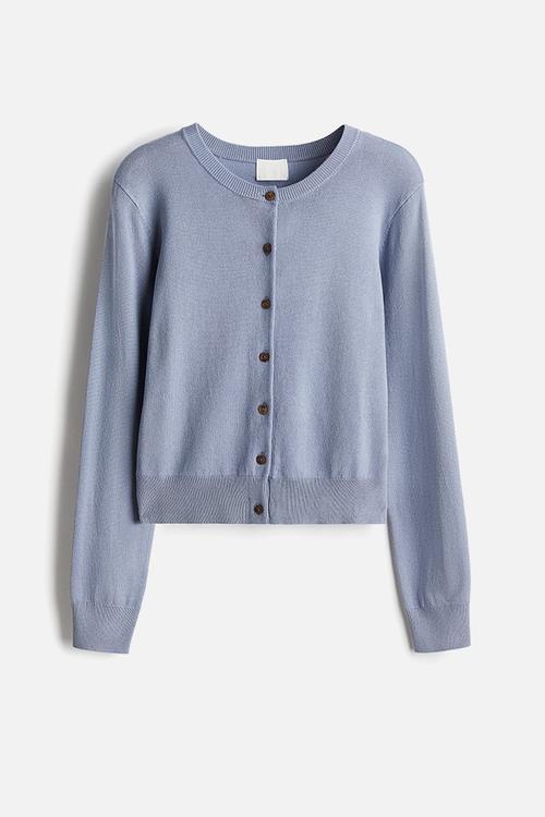 Fine-knit cardigan - light dusty blue