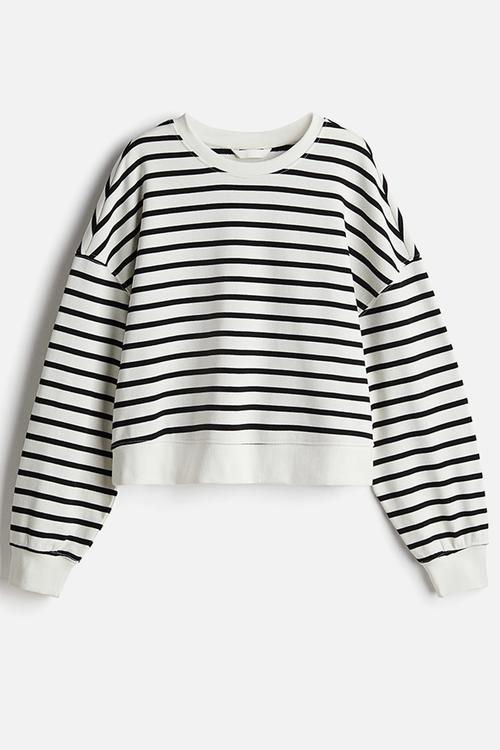 Dropped-shoulder sweatshirt - white striped