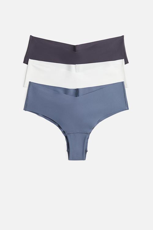 3-Pack invisible hipster briefs - pigeon blue & navy blue