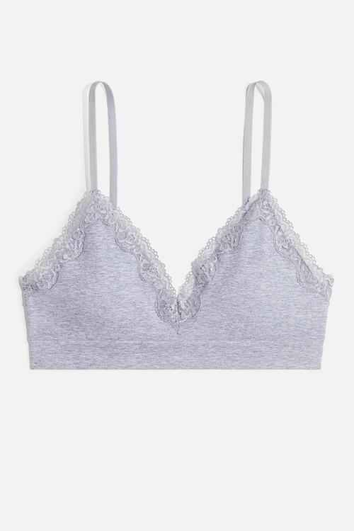 Seamless padded soft bra - grey marl