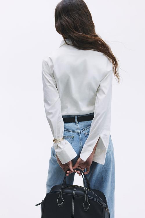 Stretchy cotton shirt - white