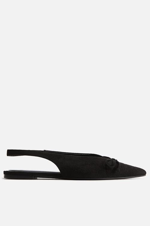 Bow-decorated slingbacks - black