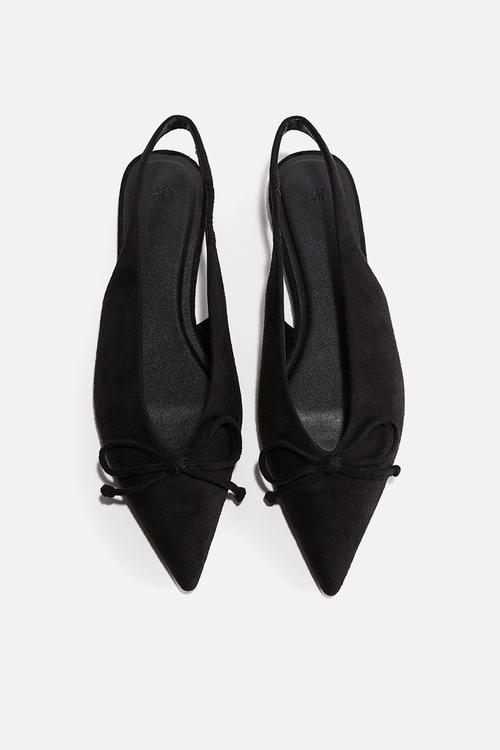Bow-decorated slingbacks - black