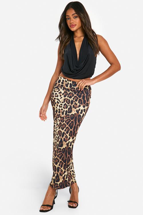 Leopard print midaxi skirt - leopard