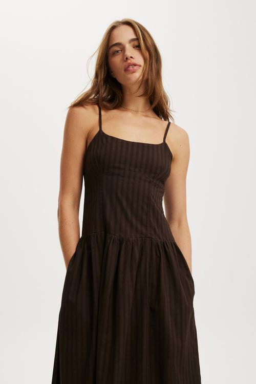 Alexis seamed maxi dress - dark oak