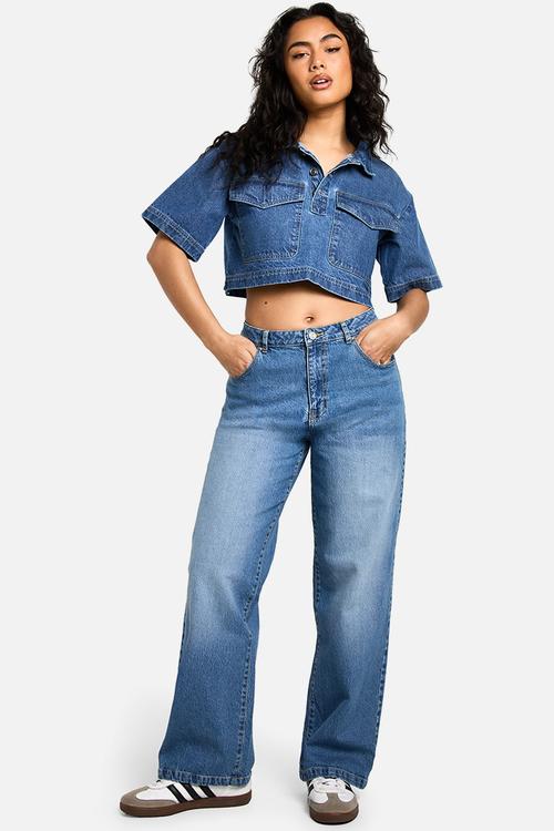 The mid waist wide leg jean - vintage wash