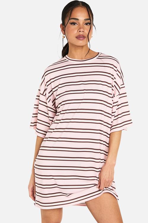 Stripe t shirt mini dress - pink