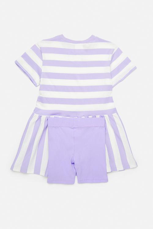 Girls multipack dress and short - lilac drop/stripe