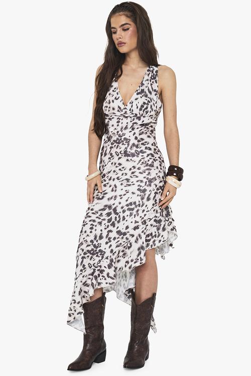 Leopard maxi dress - white