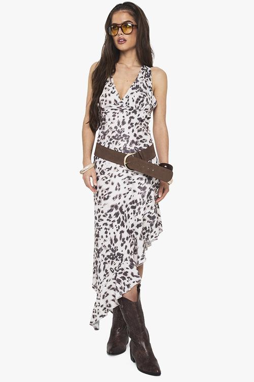 Leopard maxi dress - white