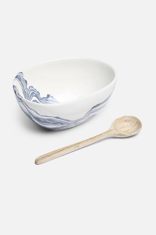 Indigo bowl & wooden spoon
