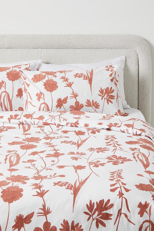 Sienna Floral Cotton Blend Duvet Set Rust