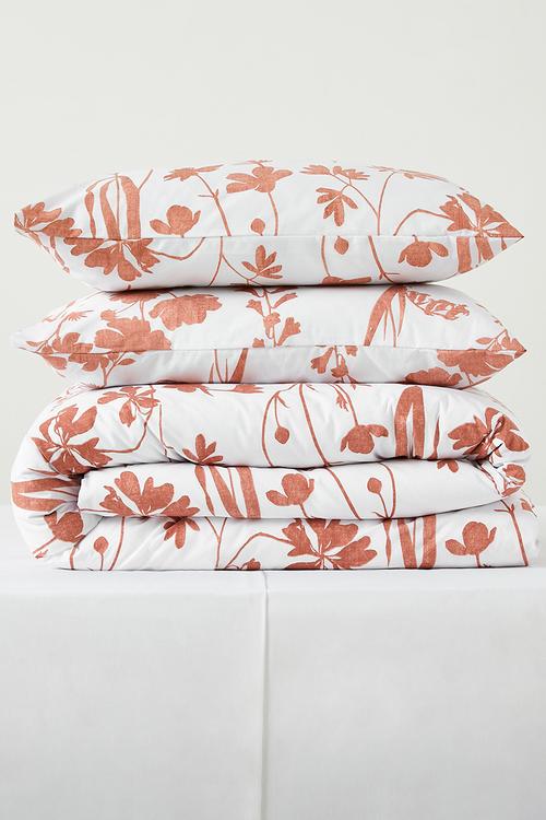 Sienna Floral Cotton Blend Duvet Set Rust