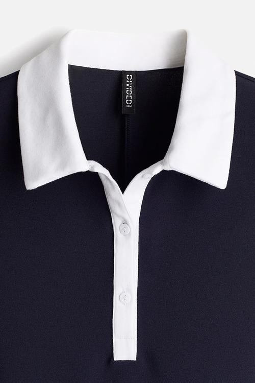 Flared-skirt polo dress - navy blue