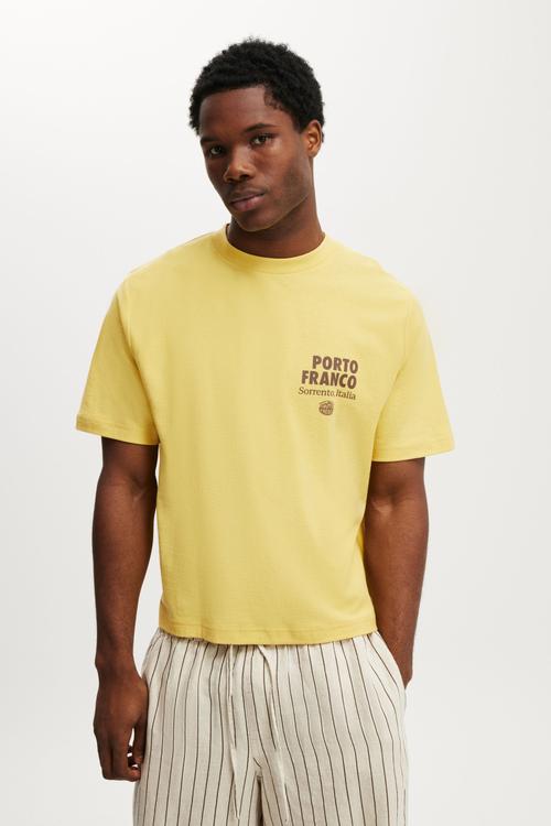 Cropped Fit Graphic T-Shirt - Sunray Yellow/Porto Franco