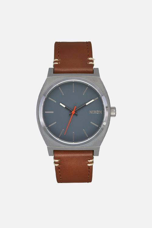 Time teller leather  watch-gunmetal