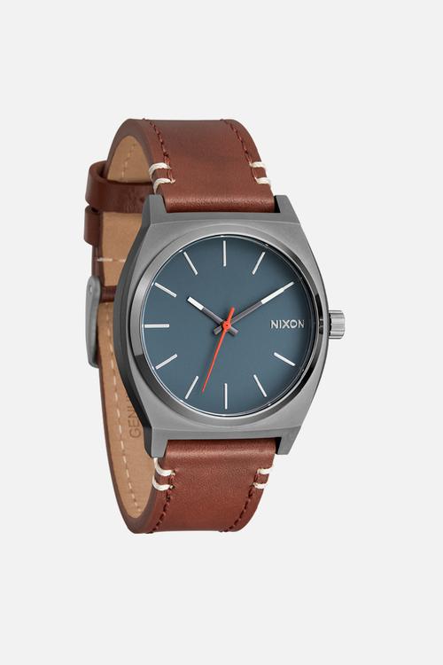 Time teller leather  watch-gunmetal