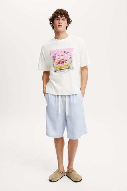 Cropped Fit Graphic T-Shirt - Vintage White/Monte Cello