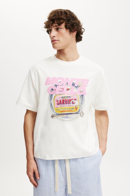 Cropped Fit Graphic T-Shirt - Vintage White/Monte Cello