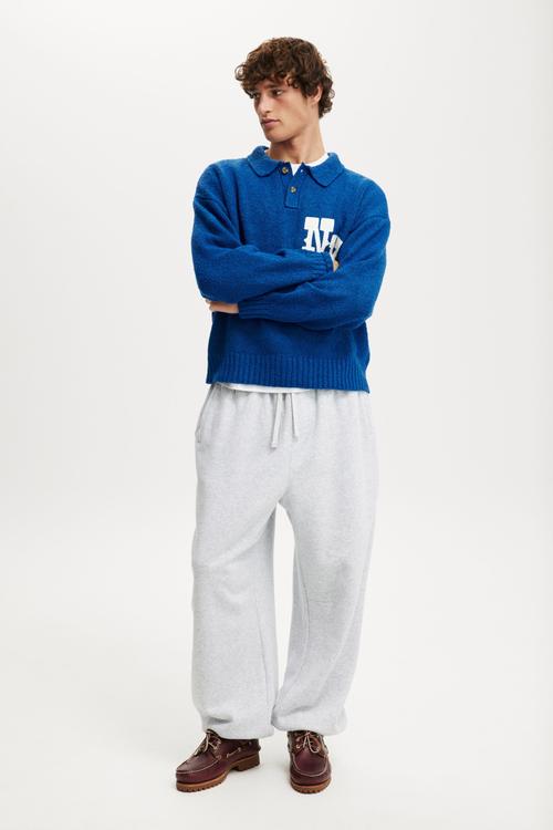 Super Baggy Cuffed Track Pant - Grey Marle