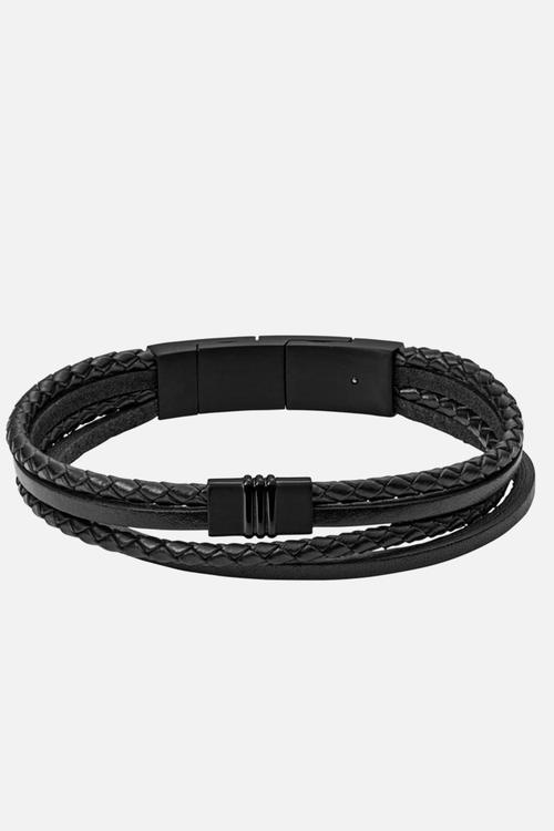 Multi  strand leather bracelet  f03098001- black