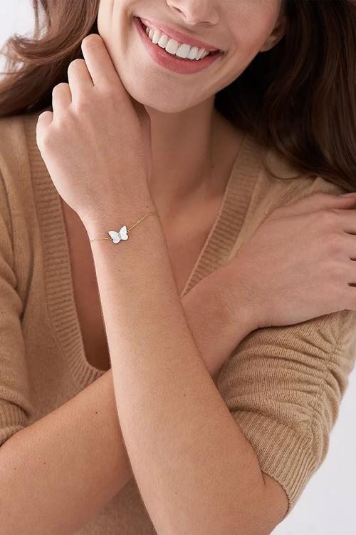 Butterfly chain bracelet - white