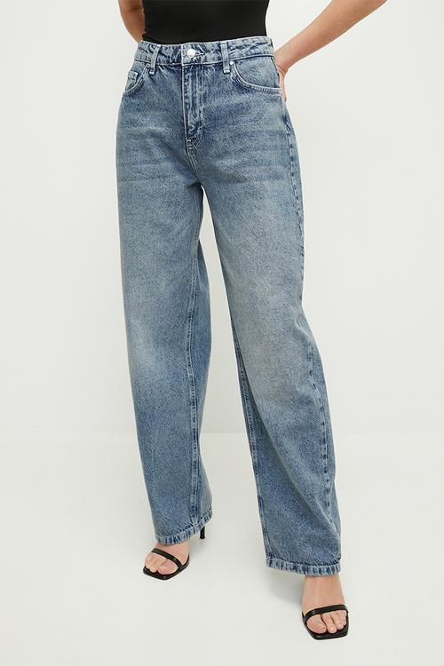 High waist barrel baggy jeans  - blue