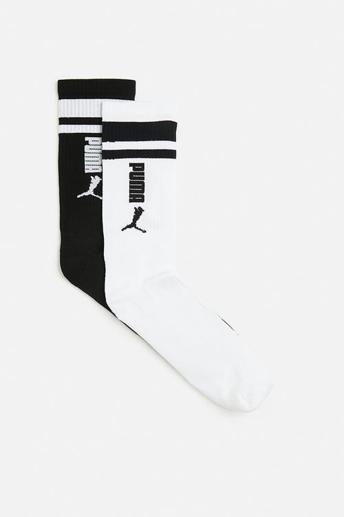 Mens 2 Pk No.2 Logo Mid Calf Socks puma - black & white