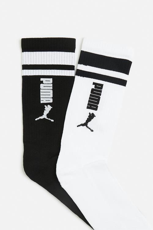 Mens 2 Pk No.2 Logo Mid Calf Socks puma - black & white