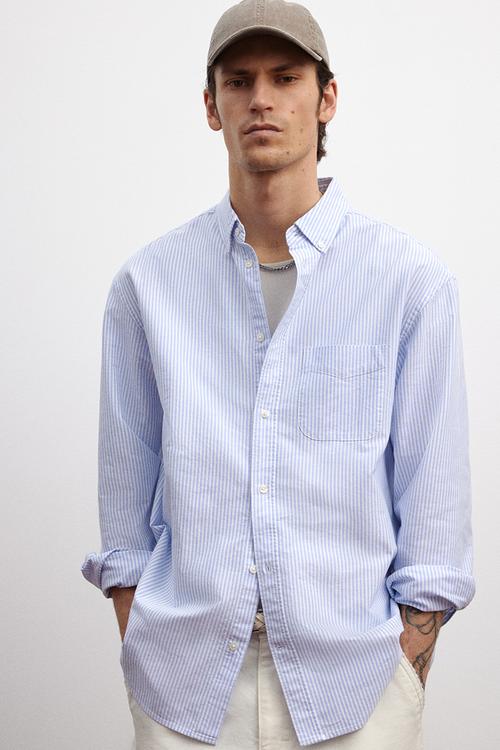 Regular fit oxford shirt - light blue striped